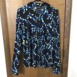 Lane Bryant Blue and Green Button Down Shirt